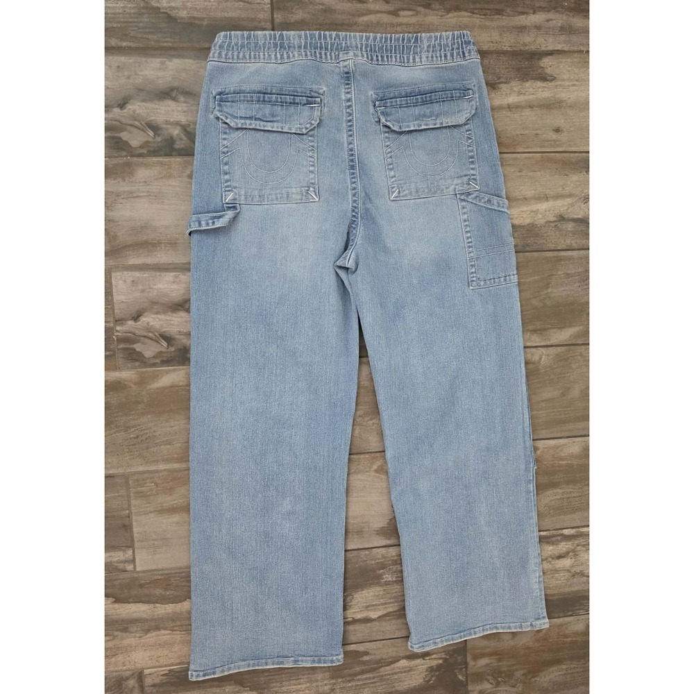 True Religion Jeans Men 34 Blue Vinny Ultra Baggy Carpenter Denim Drawstring NEW